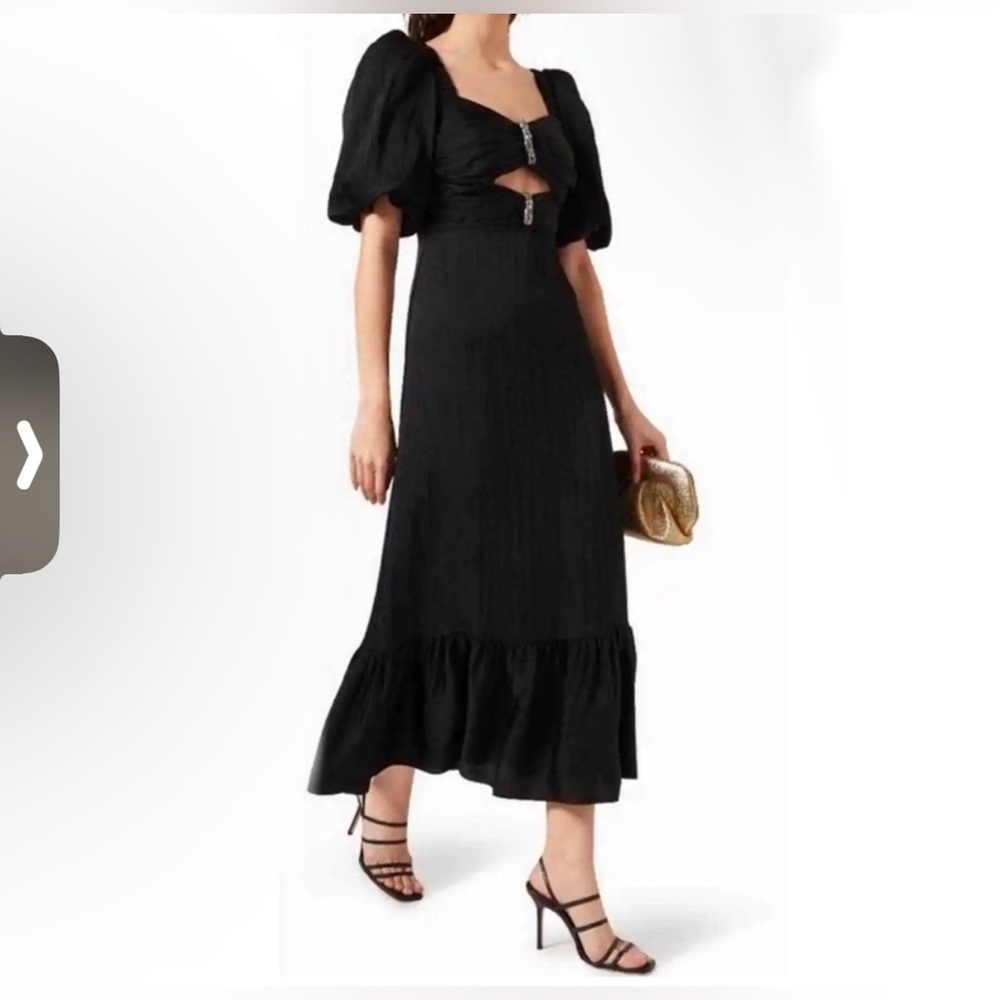 NWT SANDRO Falbala Noir Embellished Midi Party Dress size 38 - Picture 1 of 8